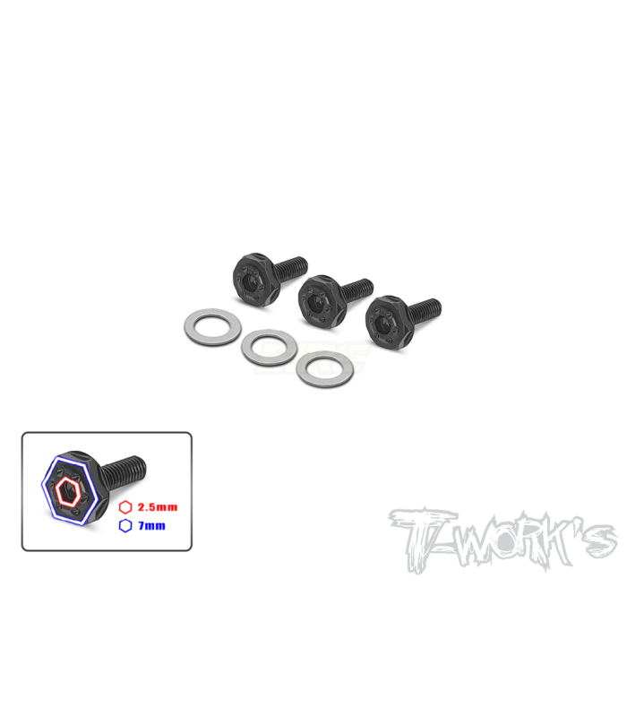 3 Tornillos de embrague llave 2.5 y 7mm T-works - E1rc.com