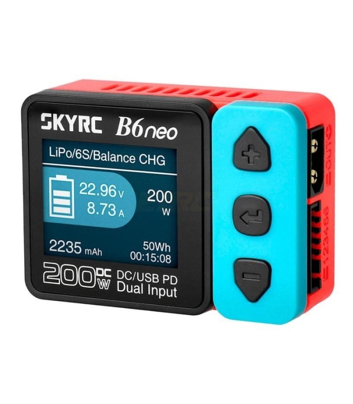 Cargador B6neo Dc input 10-28V red/blue SkyRc - E1rc.com
