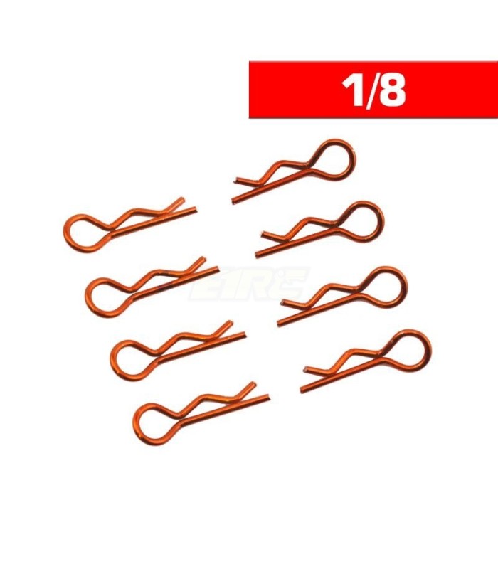 Clips carroceria 1/8 L+R naranja (8u) - E1rc.com