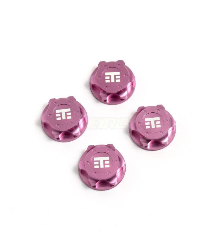  Wheel Nuts (T Logo,17mm, serrated,pink ano 4u) - E1rc.com
