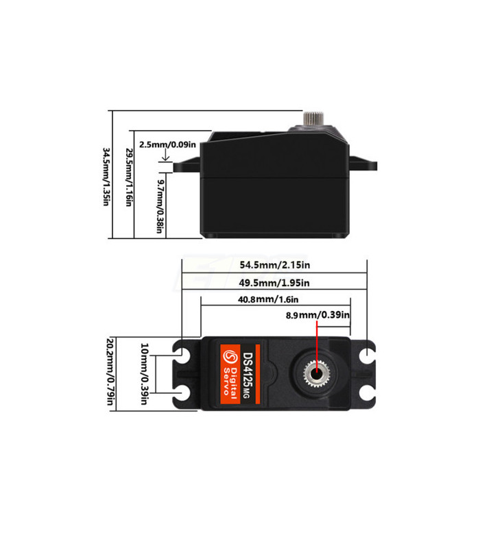 Servo DS4125 bajo perfil 29kg 0.15S 7.4V - E1rc.com