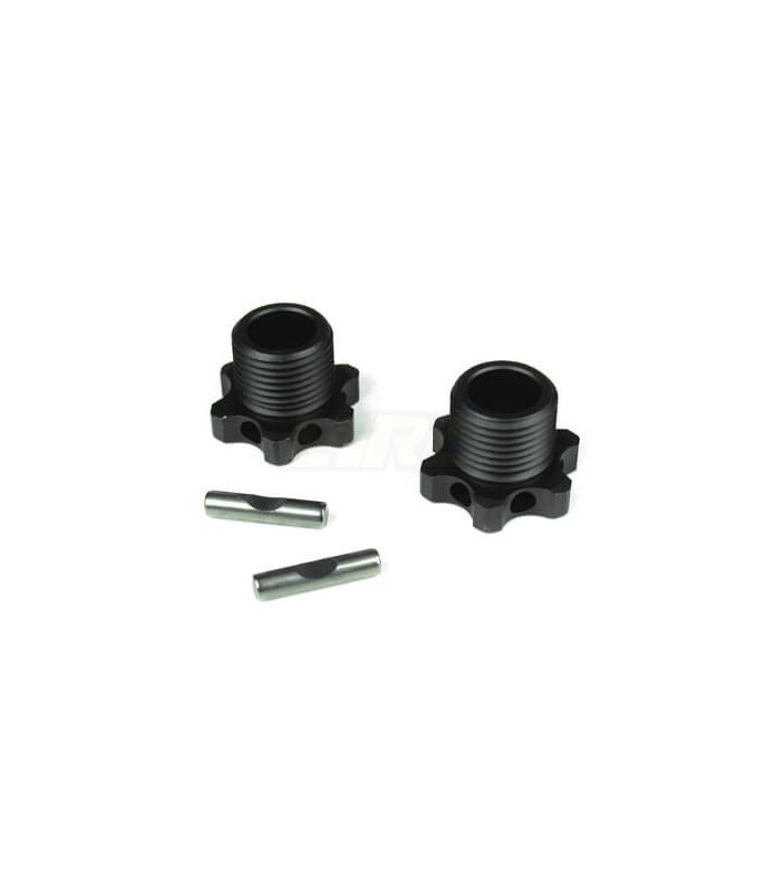 Wheel Hubs (17mm, lightened, aluminum, gun metal anodized, with pins, 2 pieces) - E1rc.com