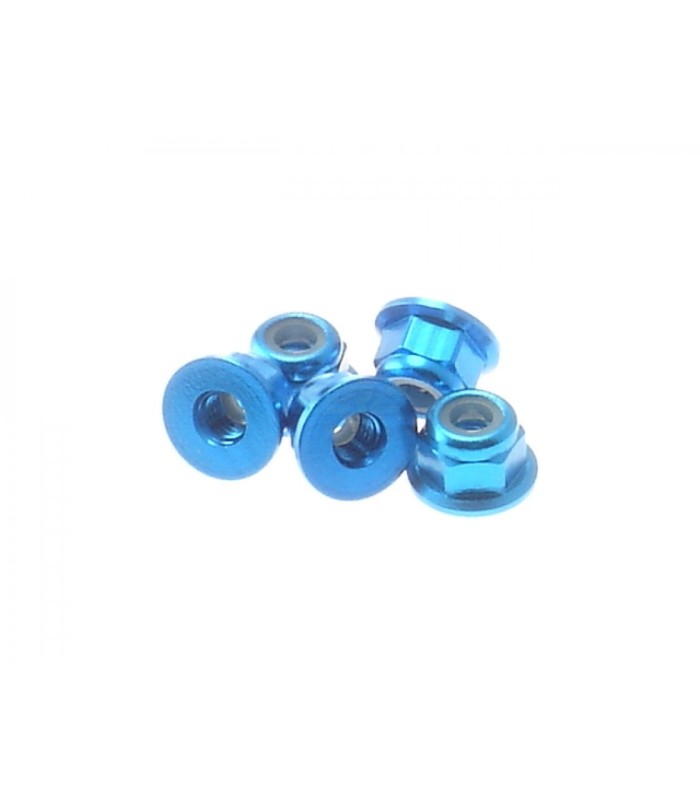 Tuerca de nailon con reborde de aleación de 3 mm Hiro Seiko [T-Blue] (5 piezas) - E1rc.com