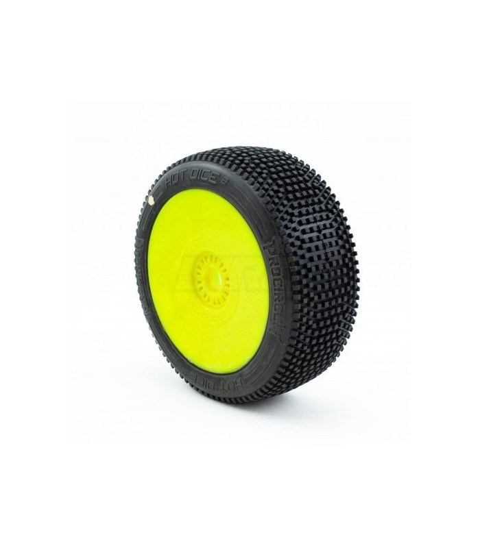 HOT DICE V2 BUGGY C1 (SUPER SOFT) IN YELLOW TIRE (2PCS.) - E1rc.com