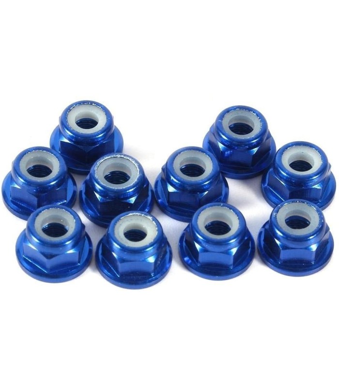 Flanged blue M3 lock nut - E1rc.com