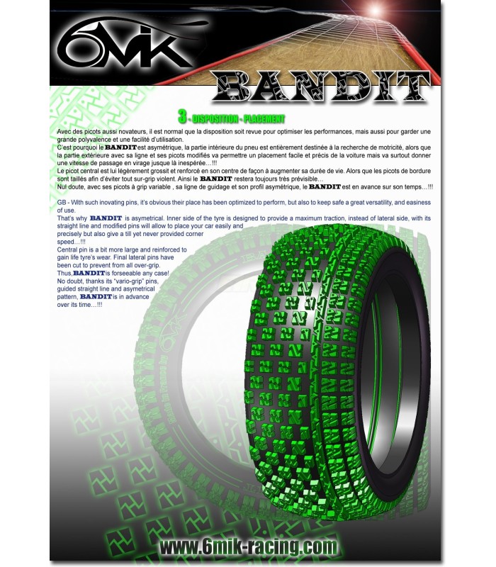 BANDIT 0/18º rubber + ultra white tire + insert NOT glued - E1rc.com