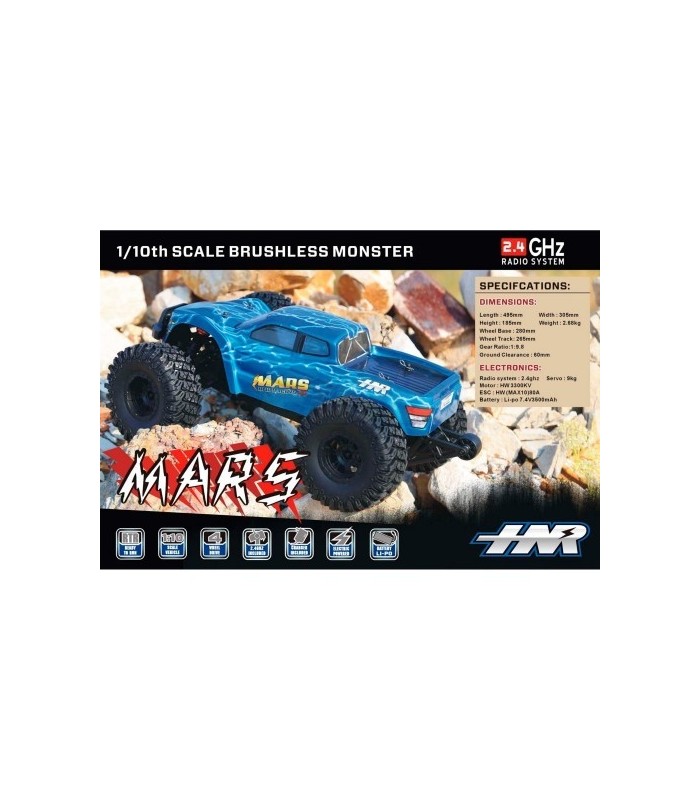 Crawler Mars baja 1/10 4x4 Brushless 80A 3600Kw Waterproof RTR azul oscuro - E1rc.com