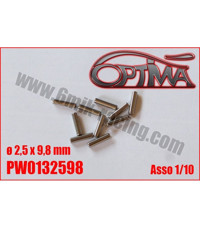 Pins replacement ø2,5 x 9,8 mm (10) kyosho mp9/10 - asso 1/10 - E1rc.com