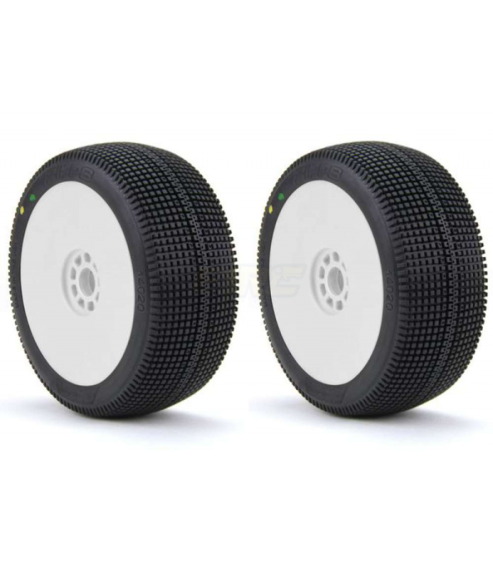 Ruedas AKA Zipps medium-long pegada en llanta blanca para 1/8 - E1rc.com