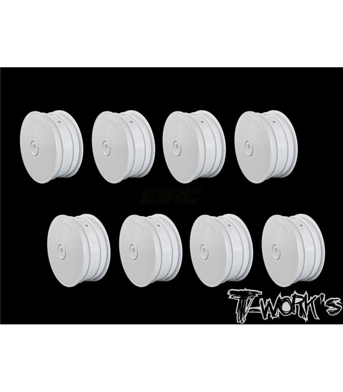 Set of front 4WD T-Works 12mm white wheels - E1rc.com