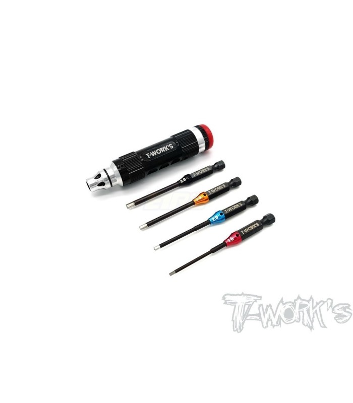 Llave multifuncion T-Works (1.5/2.0/2.5/3.0mm) valido para desatornillador eléctrico - E1rc.com