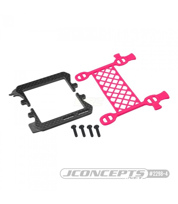B6.3 carbon logo / cargo net battery brace, (pink) - E1rc.com