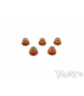 Tuercas aluminio con labio M3 naranja  5ud 