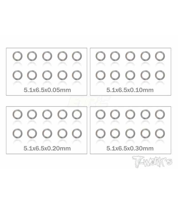 Arandelas T-works 5mm ( 0.05,0.1,0.2,0.3mm 10uds) - E1rc.com